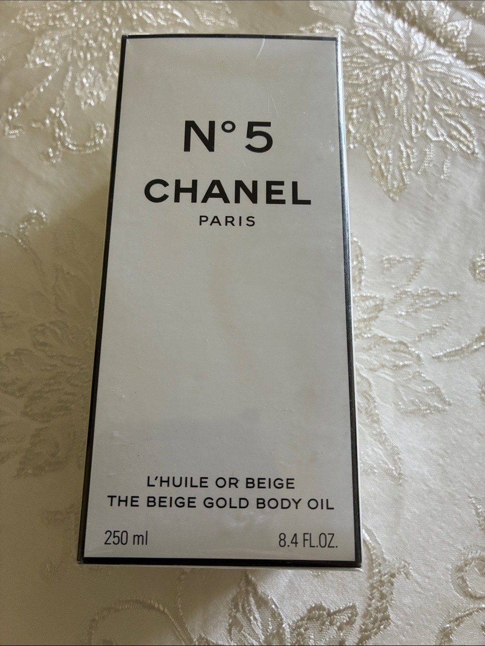 CHANEL Beige & Black N°5 Body Oil Packaging